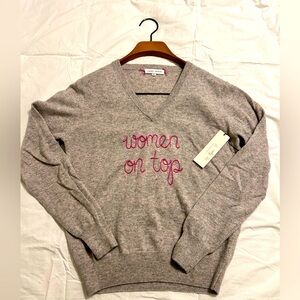 NWT Lingua Franca Cashmere V-Neck Sweater - “Women on Top”